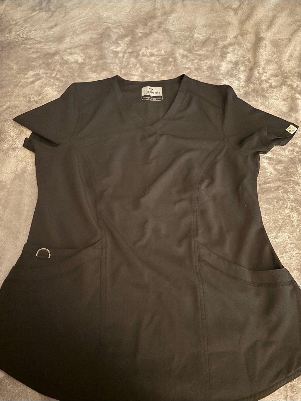 Grey V-Neck Medical Scrub Top with Pockets size small